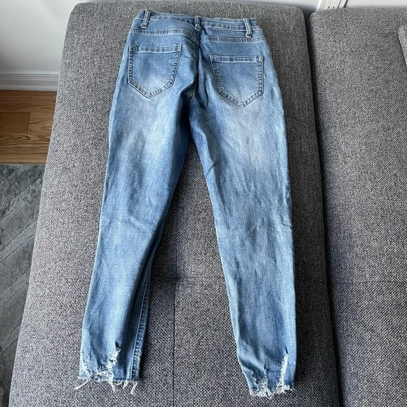 Light blue distressed ankle Jeans - Picture 3 of 7